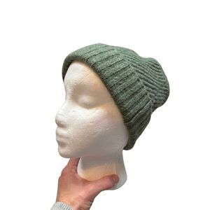 Natural Threads Green Ribbed Knit Beanie Hat For Adults